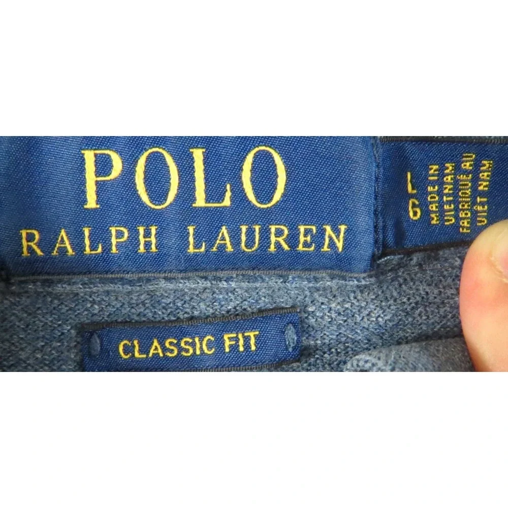 Polo Ralph Lauren Mens L Navy Blue Classic Fit Pique Cotton Pony Logo Polo Shirt